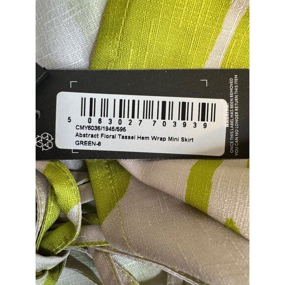 2/$30 NWT 4 Chartreuse Green Fringe Mini Wrap Skirt Abstract Pattern By PrettyLi - Picture 13 of 16